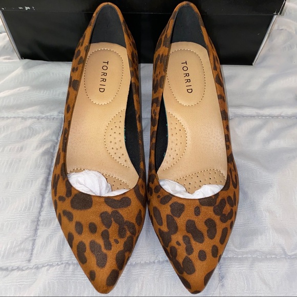torrid Shoes - Torrid Leopard Faux Suede Pointed Toe Kitten Heel